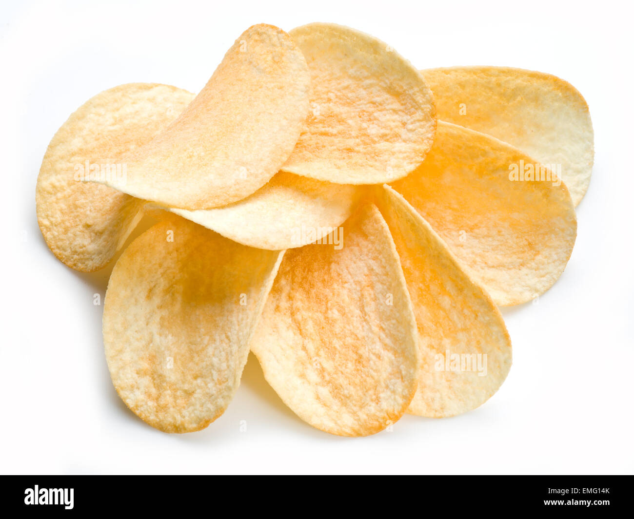Kartoffel-Chips isoliert weißen Hintergrund. Stockfoto