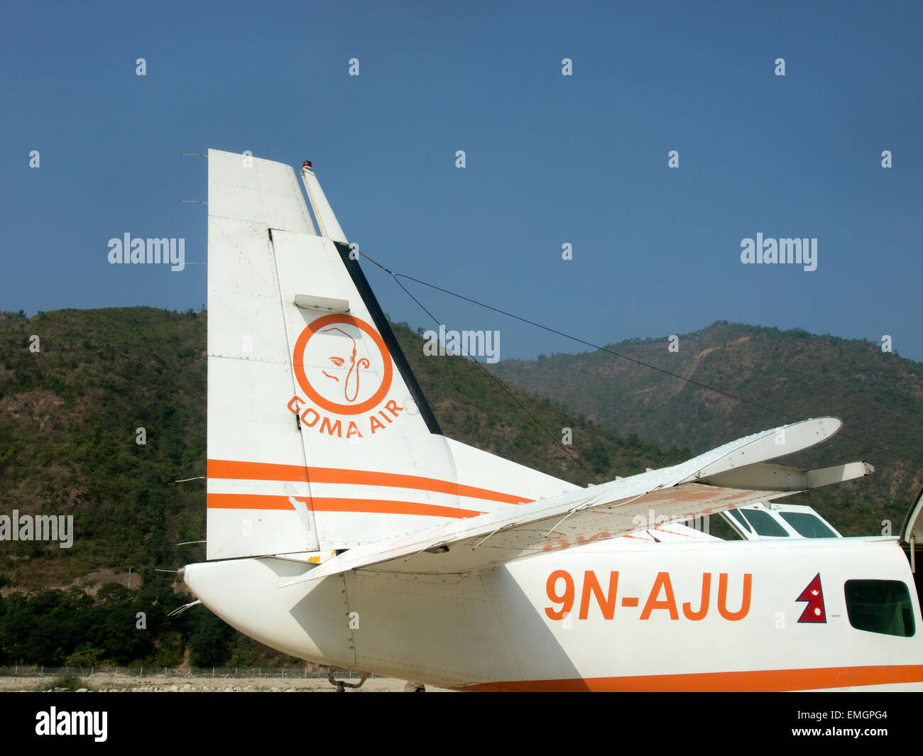 Goma Air Flugzeug 9N-AJU Tenzing Hillary Flughafen Lukla Nepal Asien Stockfoto