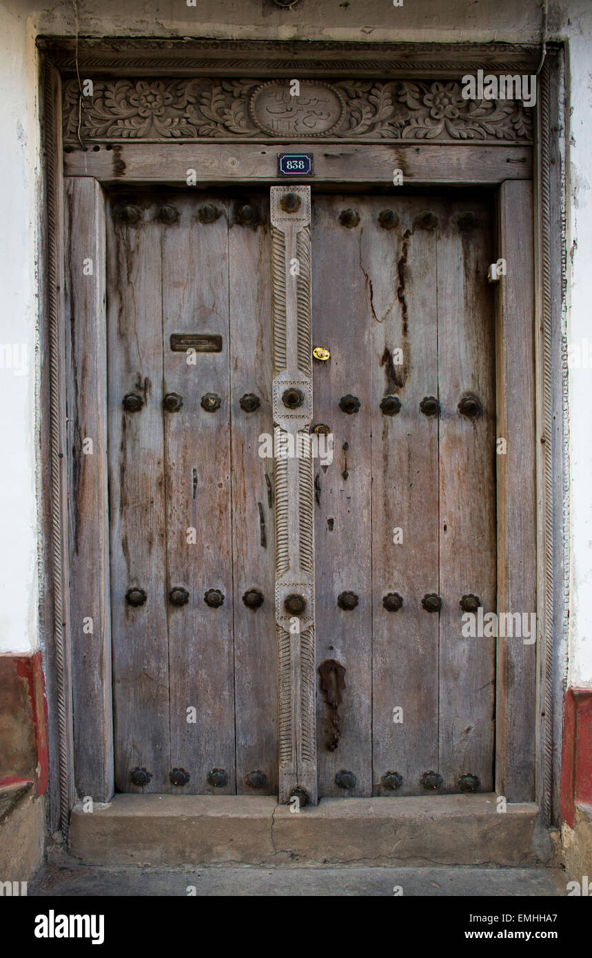 Holztüren in Sansibar Stockfoto