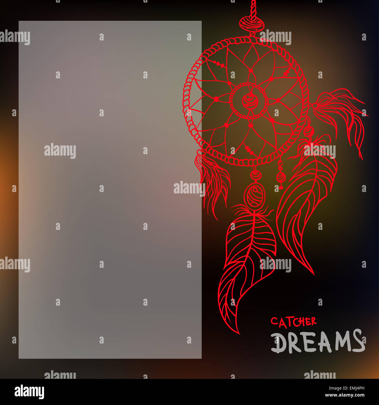 Boho Stil Dreamcatcher auf unscharfen Hintergrund. Ideal für Party Einladung, Boho Geschäft Karte, Textildruck. Vektor-illustration Stockfoto