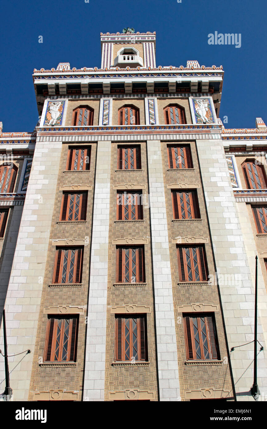 Art-Deco-Fassade der Bacardi Rum Gebäude in Alt-Havanna-Kuba Stockfoto