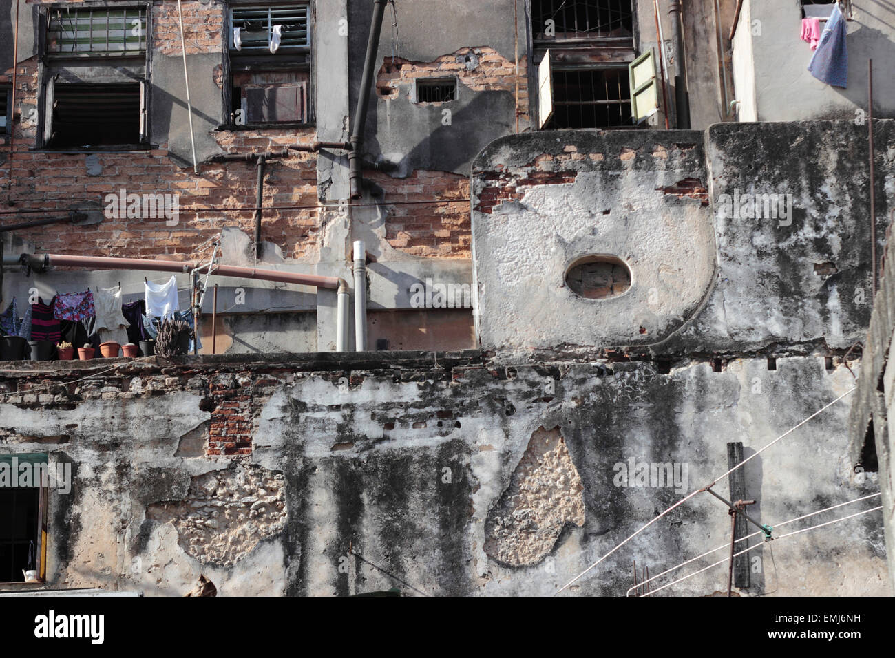 Verfallenden Wohn Gebäudefassaden Altstadt Habana Vieja Havanna Kuba Architektur Stockfoto