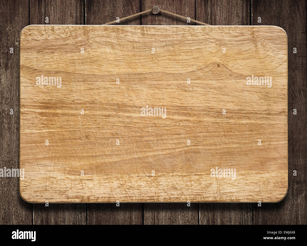 Holz Schild hängen an alte Wand Stockfoto