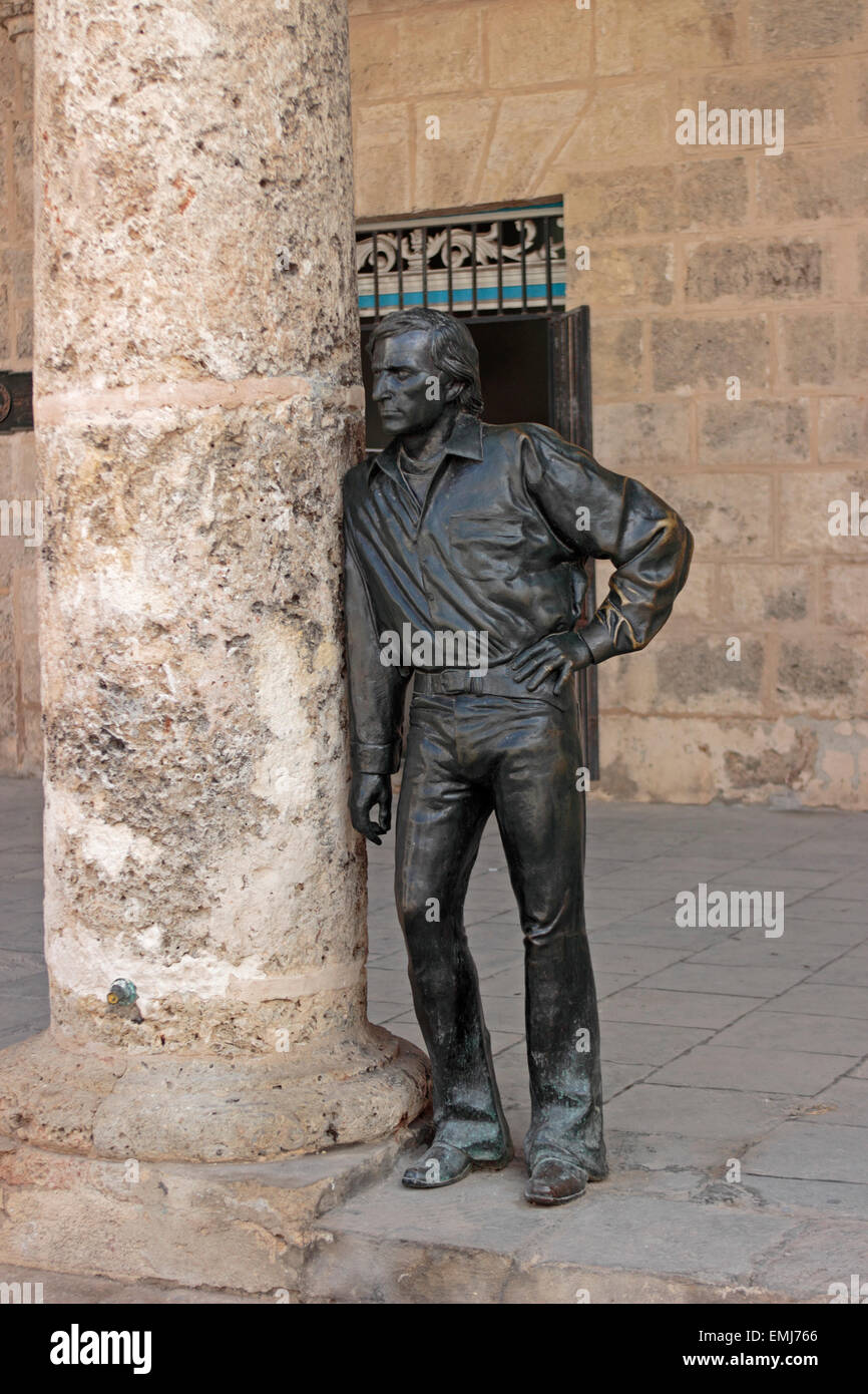 Statue Antonio Gades Plaza Kathedrale San Cristobal Havanna Kuba Habana Vieja Stockfoto