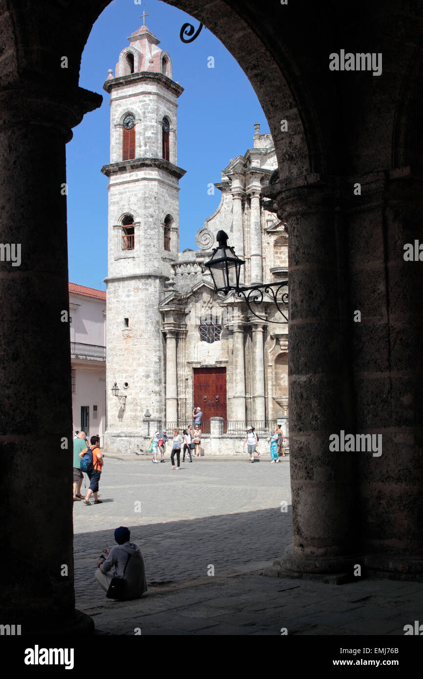 Plaza Kathedrale San Cristobal Havanna Kuba Habana Vieja Stockfoto