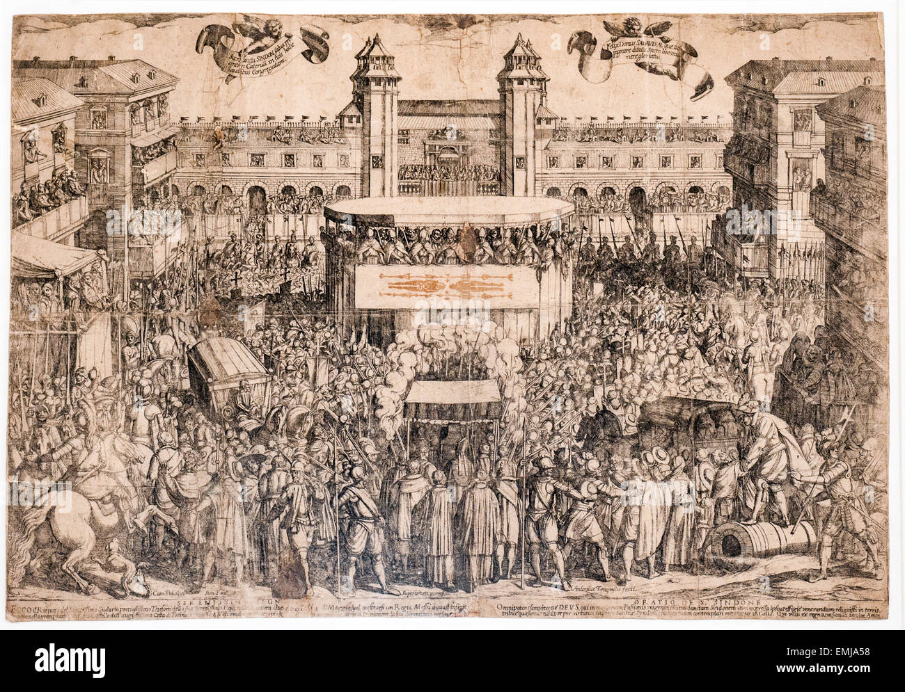 Turin, Italien. 21. April 2015. Italien Piemont Turin Königspalast Eröffnung der "Orte der Ostension in den Jahrhunderten" - Antonio Tempesta - Ausstellung des Grabtuches im Piazza Castello, Turin im Jahre 1613. Bildnachweis: Wirklich einfach Star/Alamy Live-Nachrichten Stockfoto