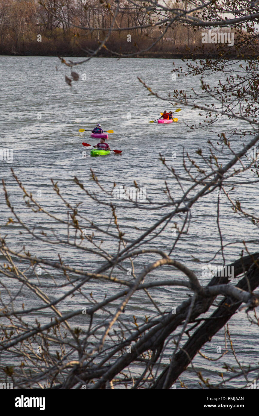 Monroe, Michigan - Kajaks an einer Lagune im Sterling State Park. Stockfoto