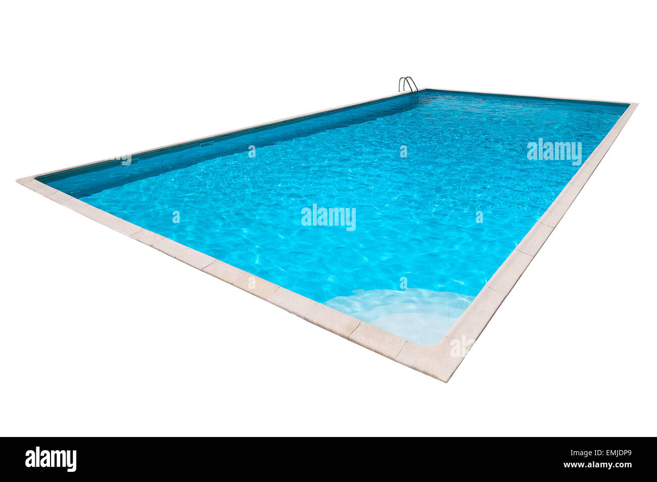 Rechteckiger Swimmingpool mit blauem Wasser isoliert Stockfoto