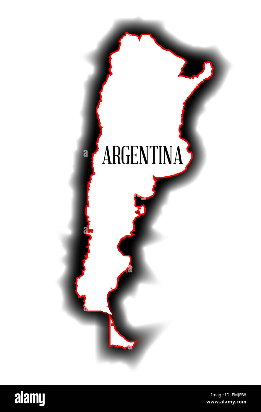 Leeren der Umriß des südamerikanischen Landes von Argentinien Stockfoto