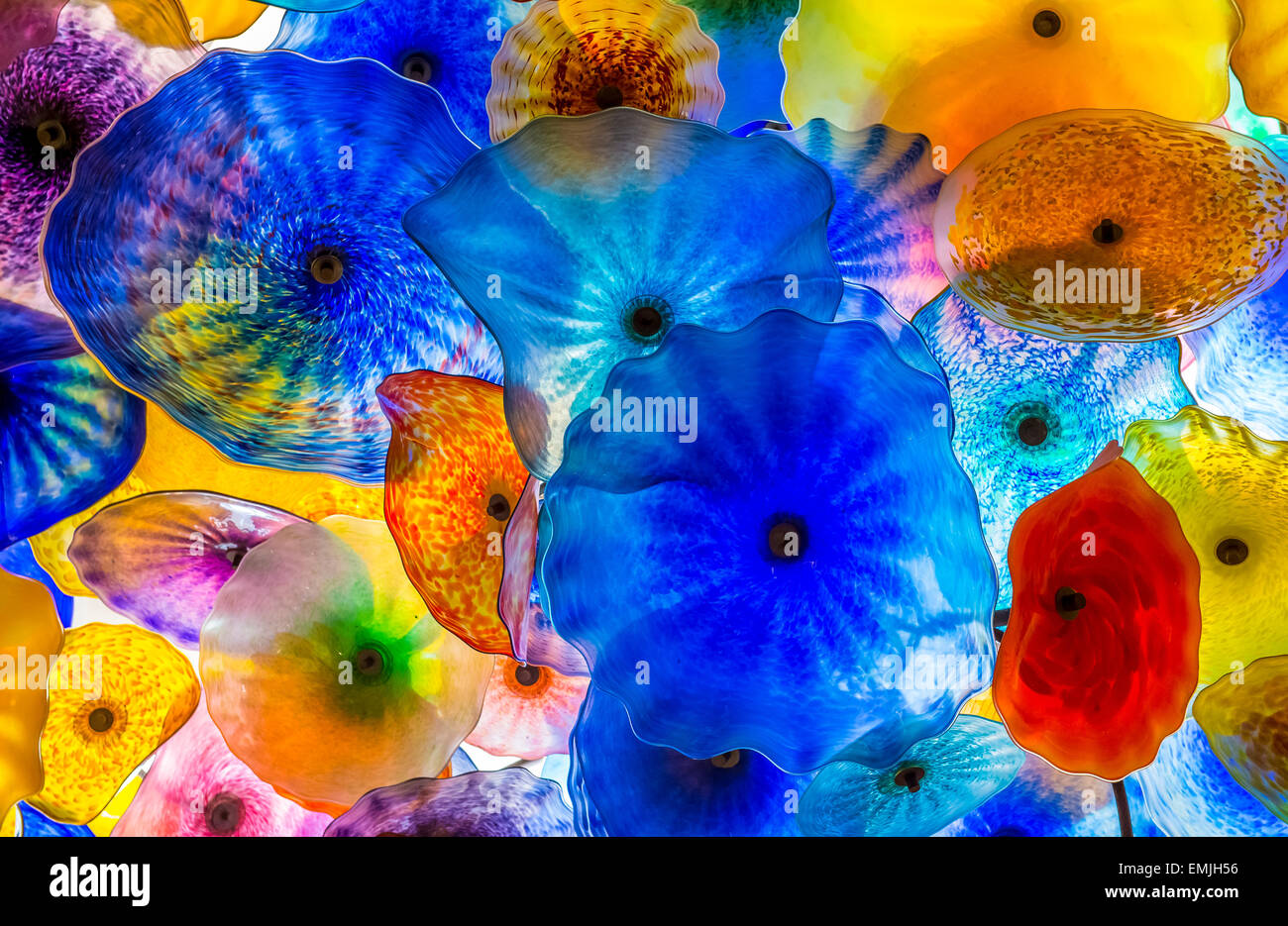 Das mundgeblasene Glas Blume Decke im Bellagio Hotel in Las Vegas Stockfoto
