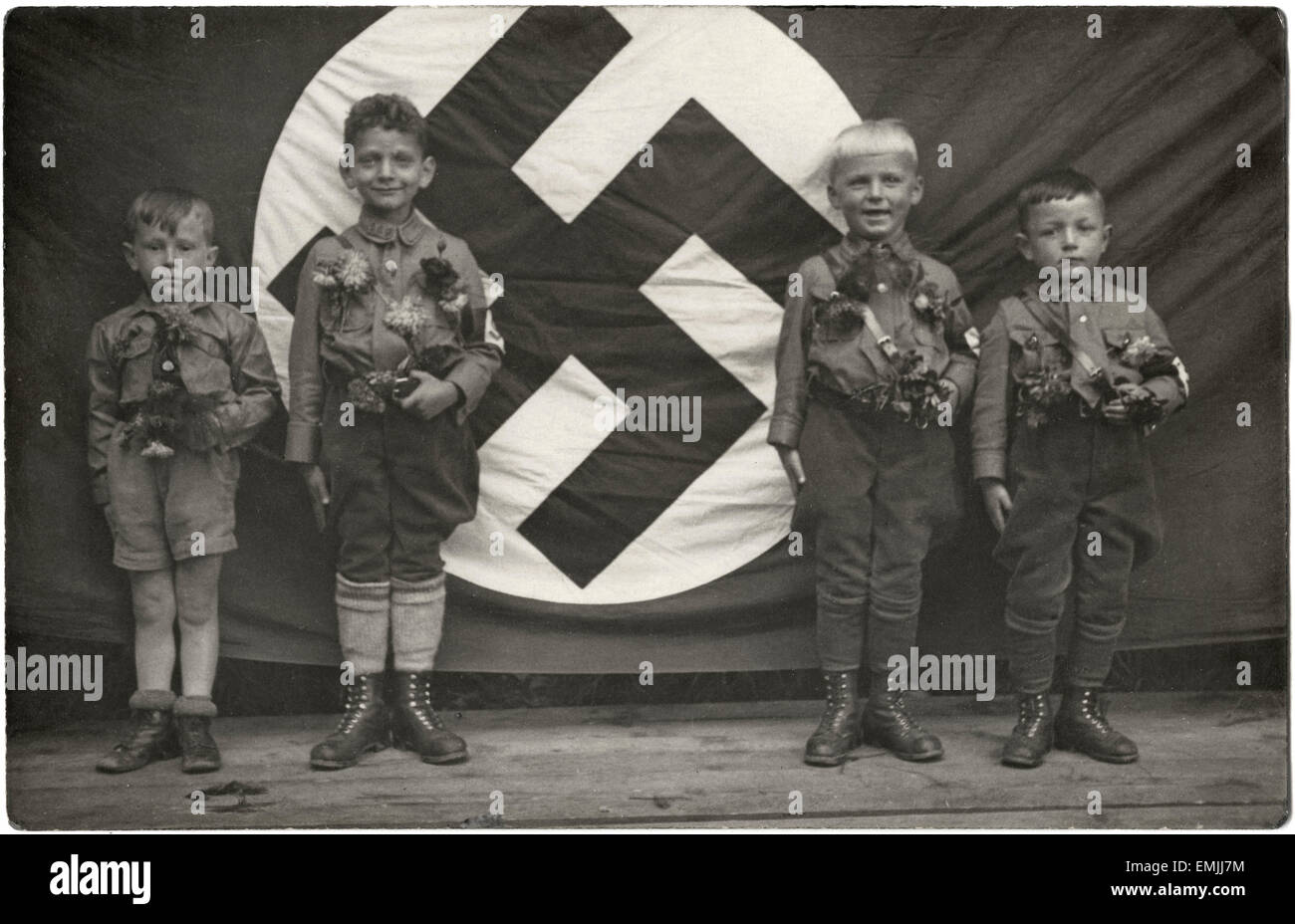 Vier Jungs, Hitler-Jugend, Deutschland, ca. 1935 Stockfoto