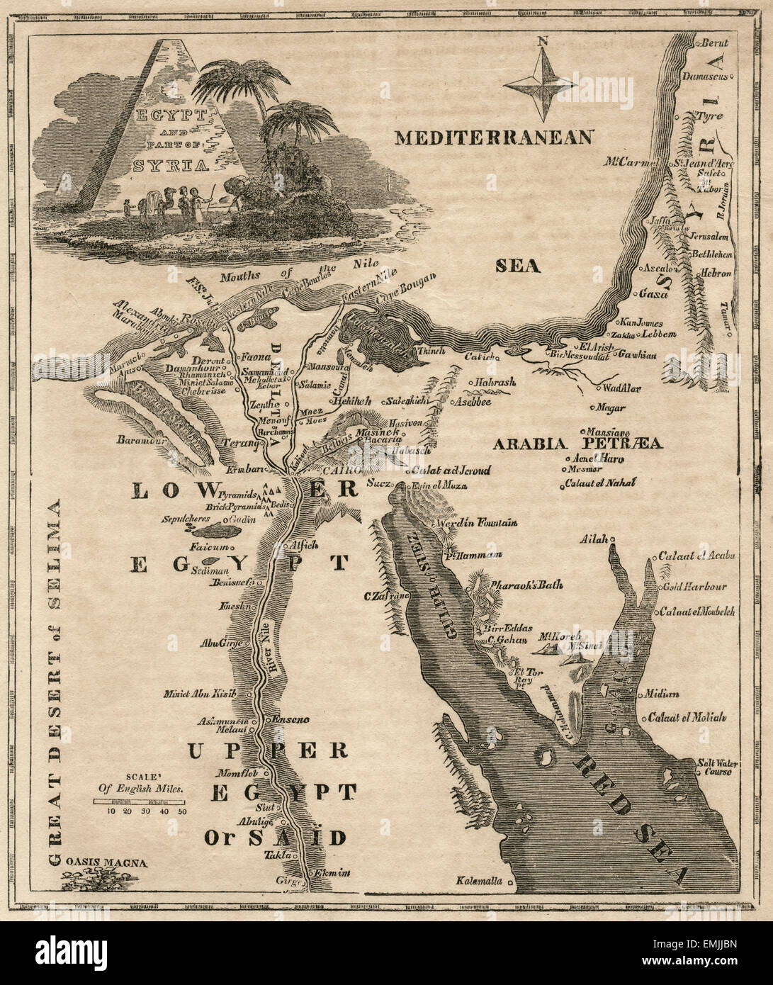 Ägypten und Teile von Syrien, Karte, ca. 1850 Stockfoto