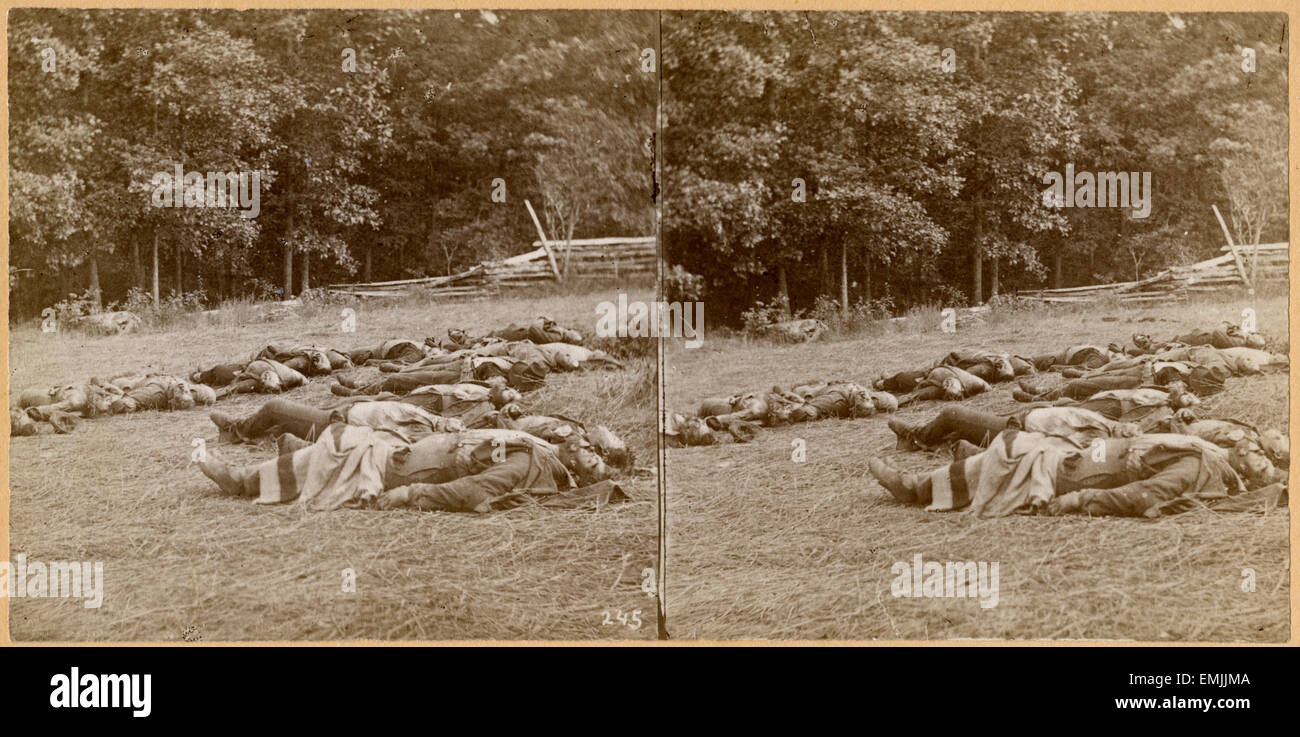 "Union tot bei Gettysburg." #245, Bürgerkrieg, Stereo-Karte, ca. 1863 Stockfoto