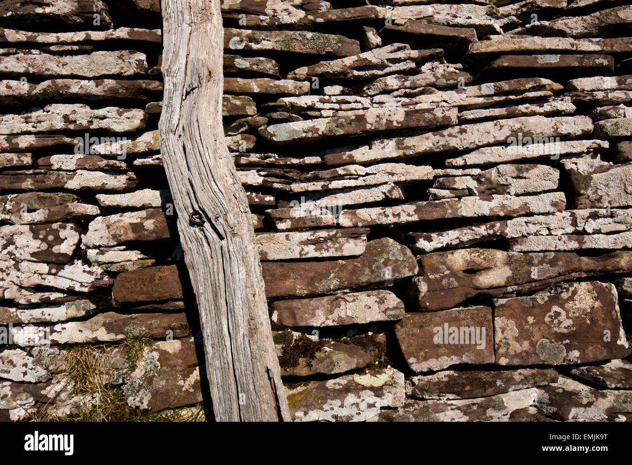 Steinmauer Grenze markieren das Gemeindeland auf Vagar Hügel, Herefordshire Stockfoto