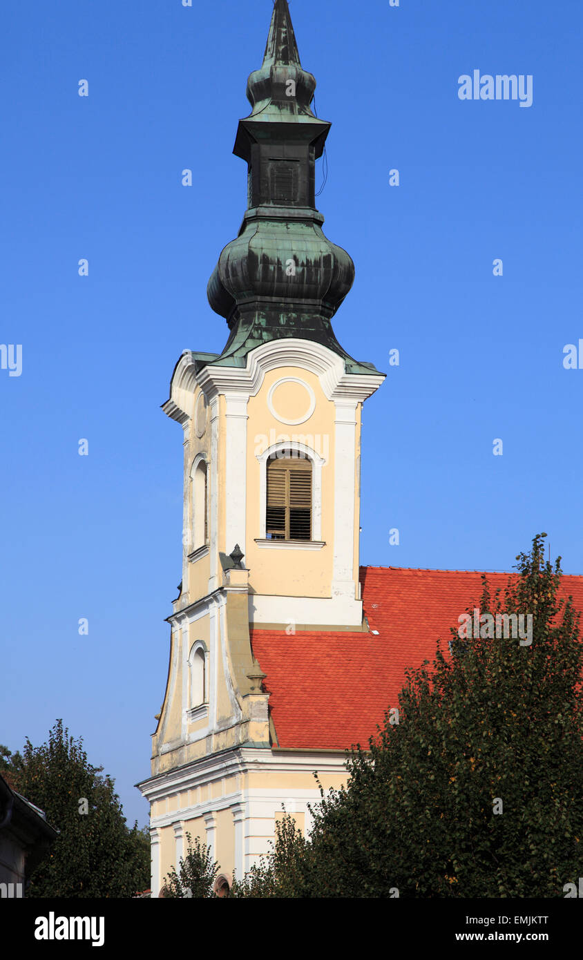 Slowakei, Komarno, Kirchturm, Stockfoto