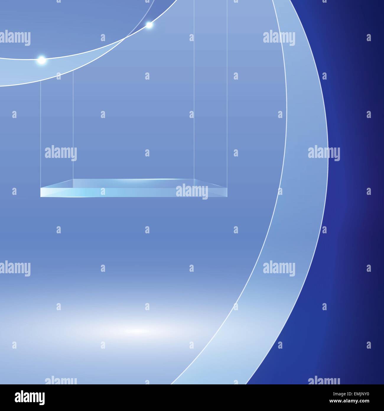Glas Regal schwingen auf blauem abstrakte wellige Hintergrund Stock Vektor