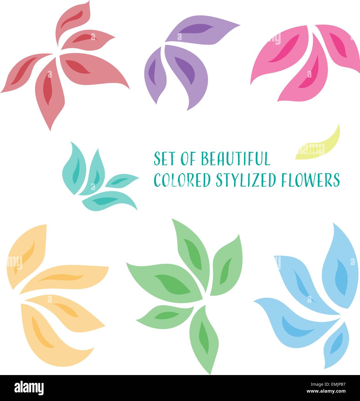 Reihe von schönen farbigen stilisierten Orchideenblüten Stock Vektor