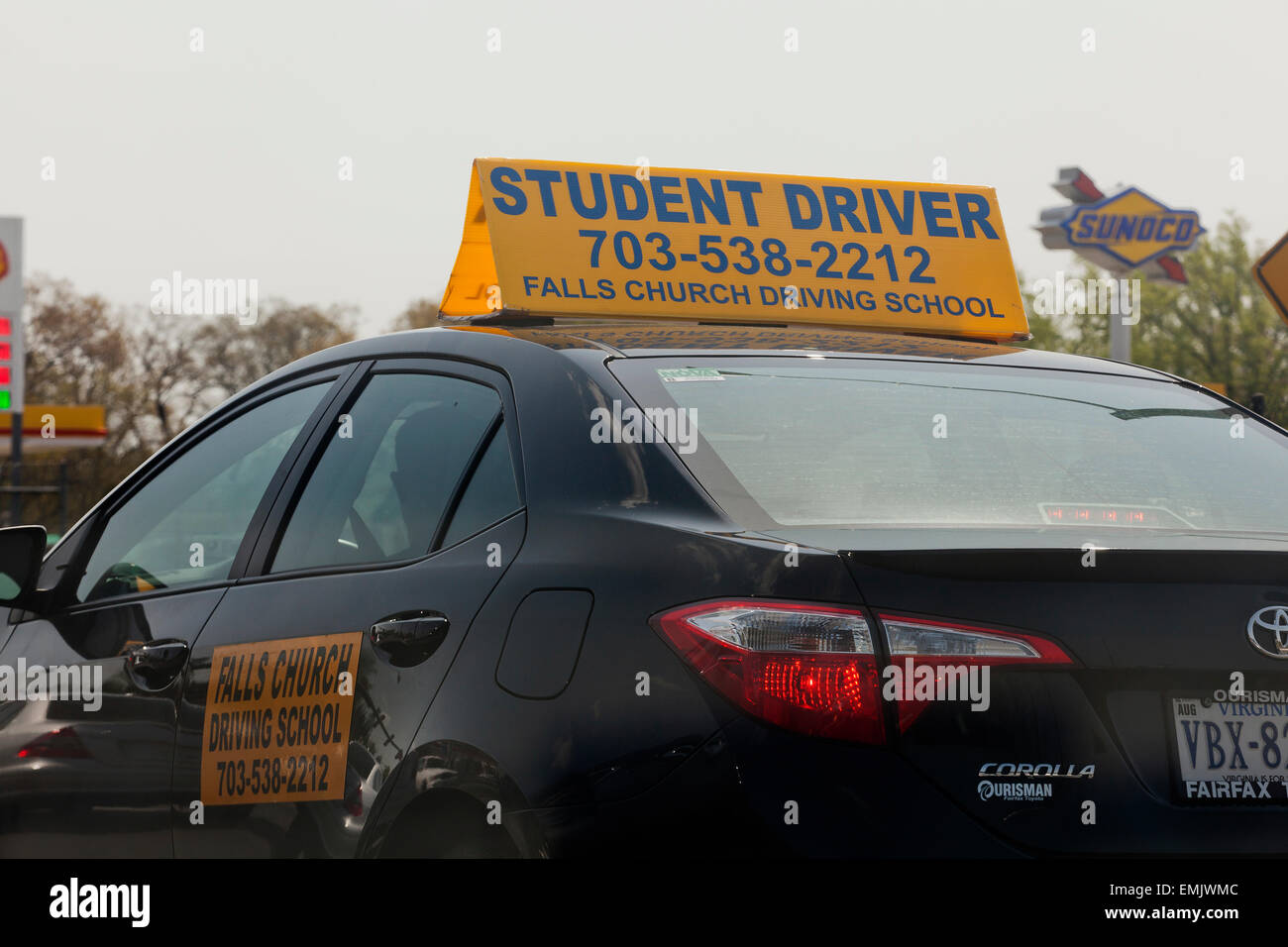 Student-Treiber (Fahrschüler) Zeichen auf Fahrer Trainingswagen - USA Stockfoto