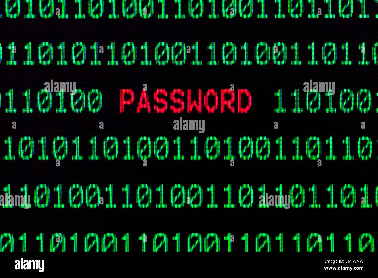 Passwort-Eingabe am Computer-Bildschirm Stockfoto
