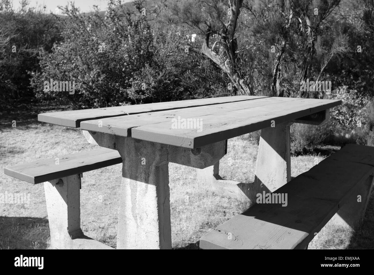 Campingplatz-Tabelle in Oak Grove Zeltplatz in Cleveland National Forest, Kalifornien Stockfoto