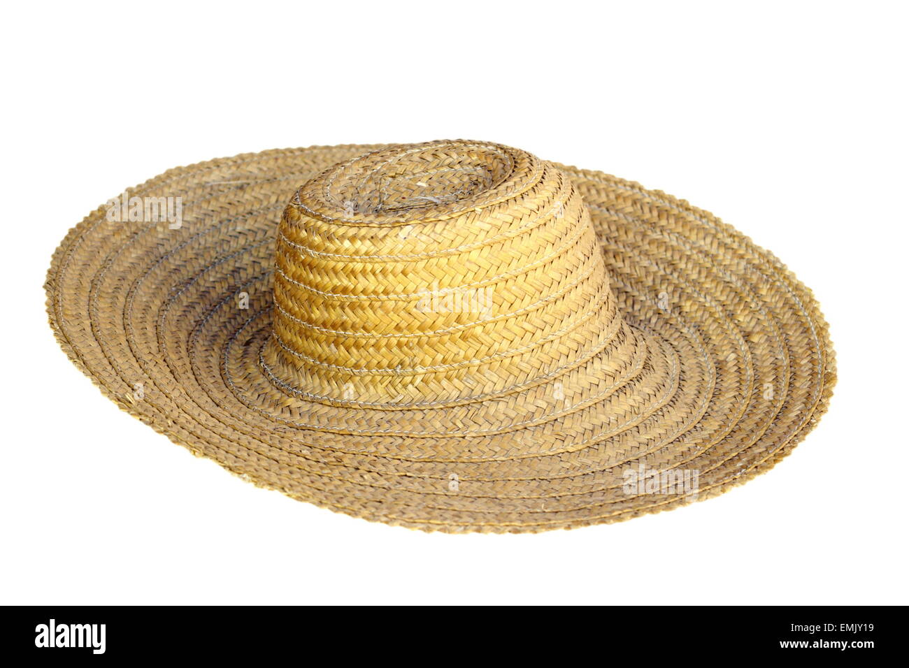alte traditionelle ländliche Hut isoliert auf weißem Hintergrund Stockfoto
