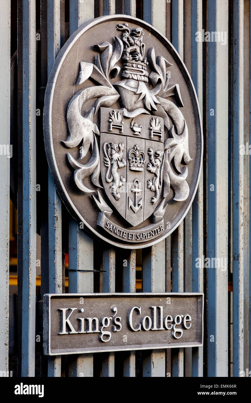 Wappen, Emblem des Kings College, London, England, Vereinigtes Königreich Stockfoto