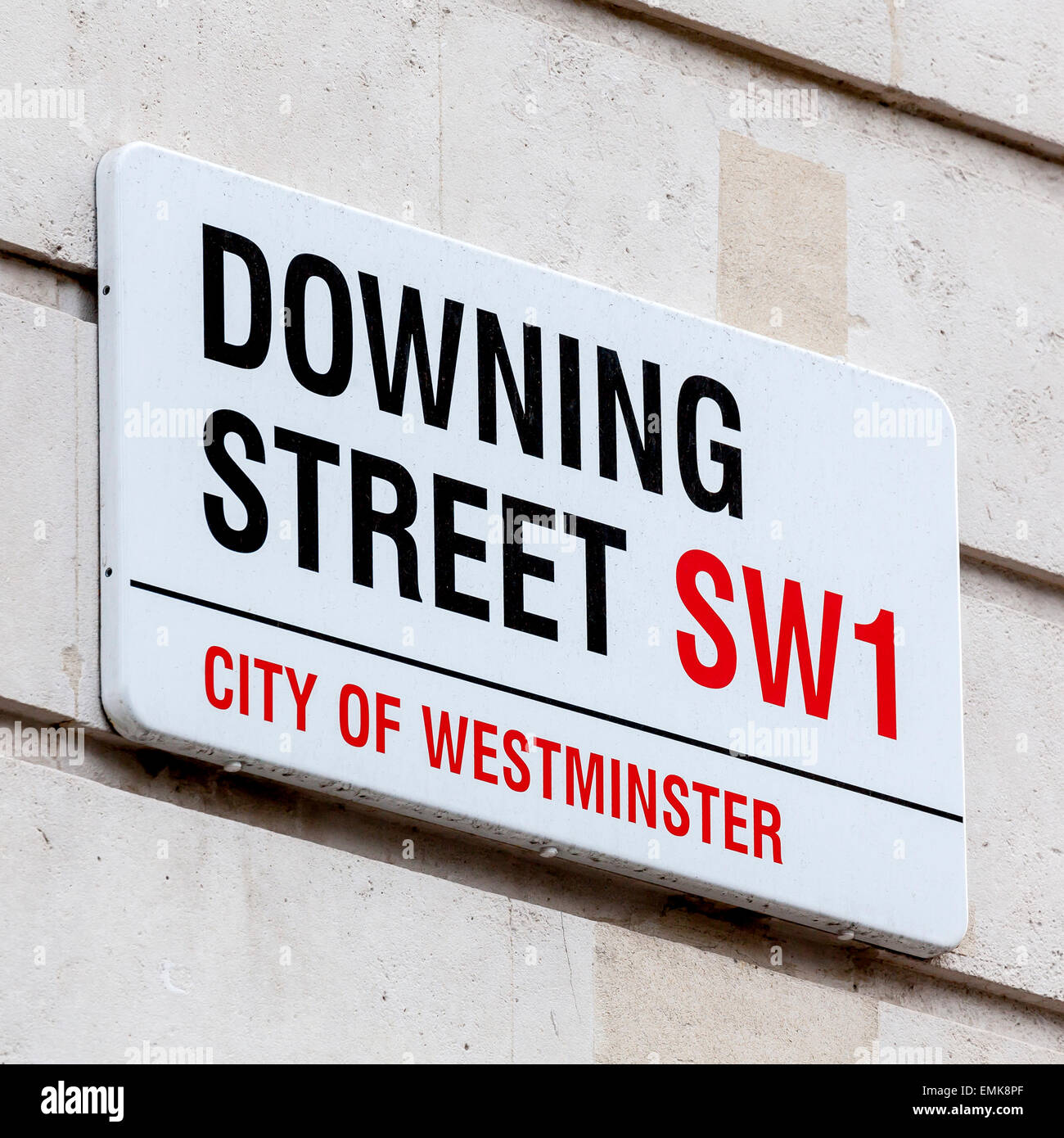 Straße Zeichen Downing Street, Regierungsviertel, London, England, Vereinigtes Königreich Stockfoto