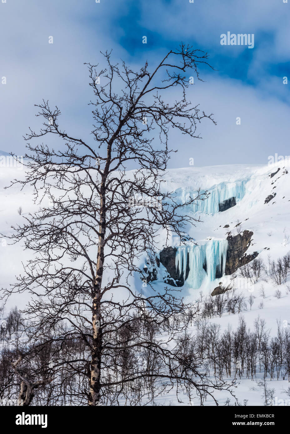 Gefrorene Kitsiputous Wasserfall Stockfoto