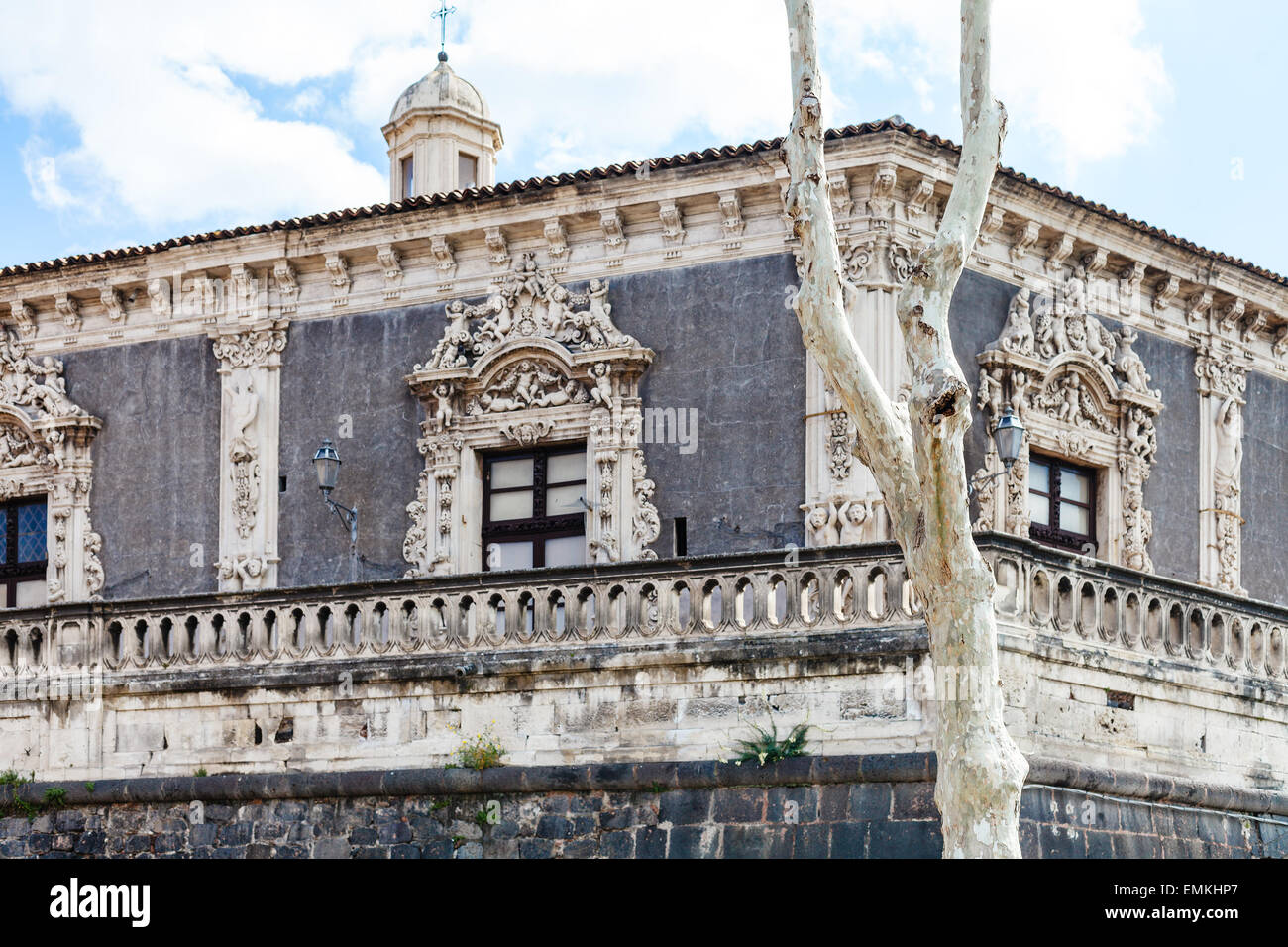 Wand und Palast Palazzo Biscari in Catania City, Sizilien, Italien Stockfoto