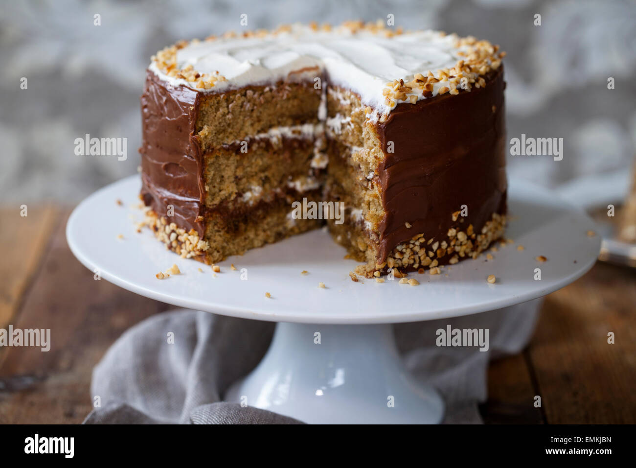 Kaffee-Haselnuss-Kuchen Stockfoto