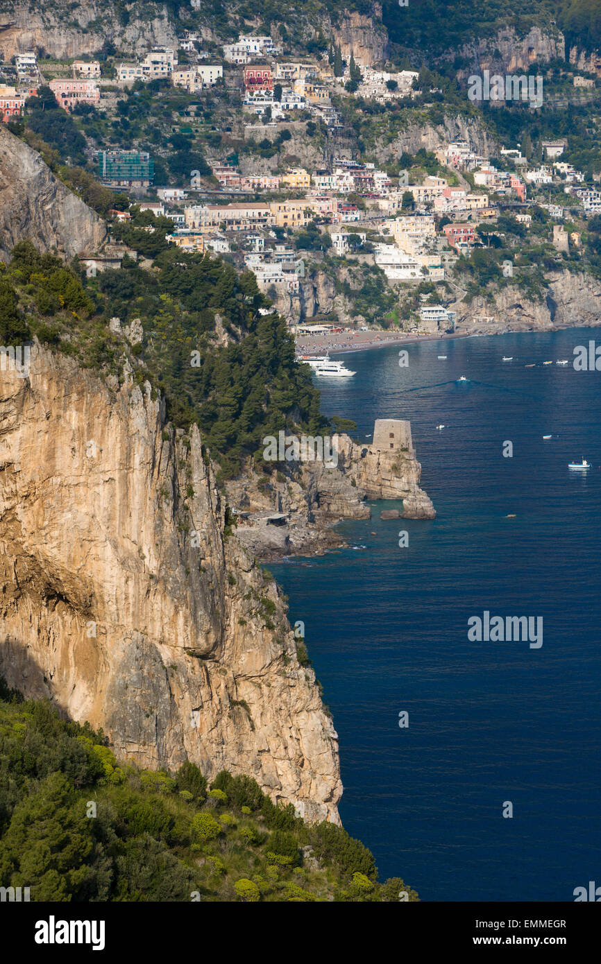 Amalfi-Küste in der Nähe von Positano, Kampanien, Italien Stockfoto