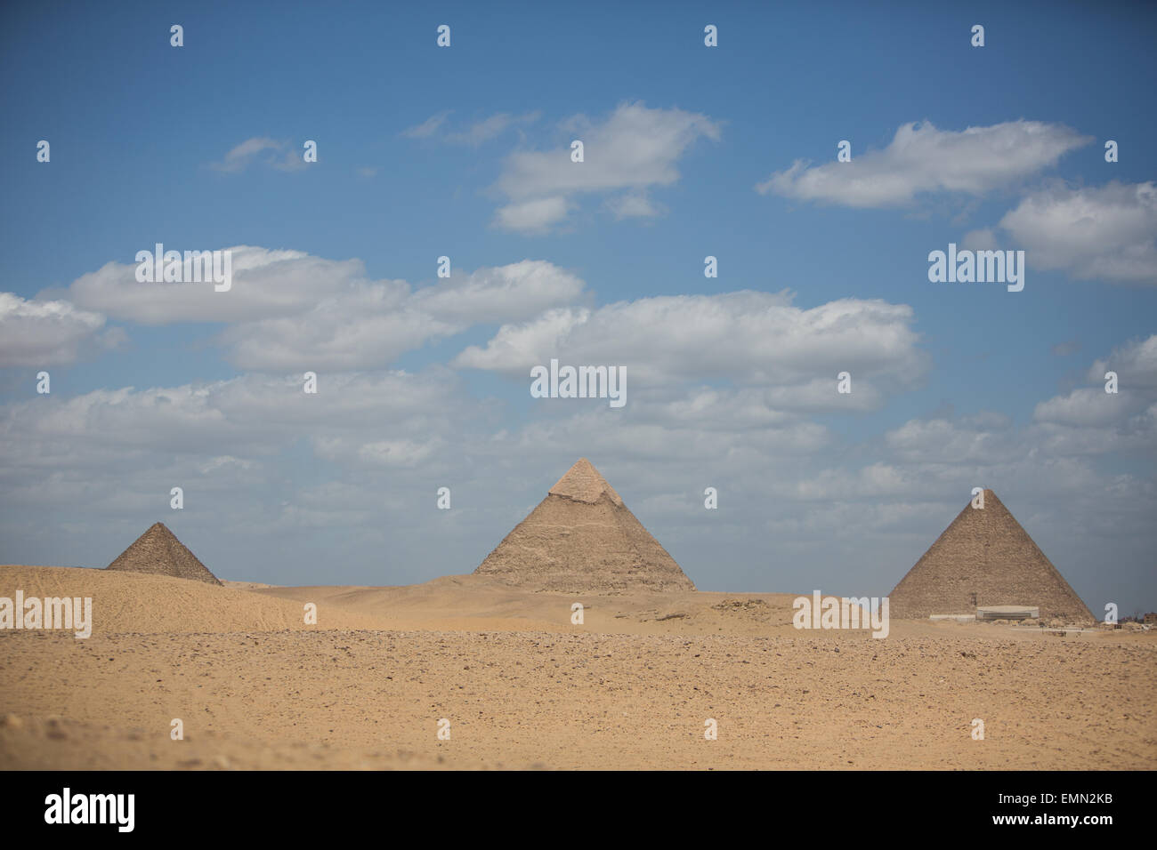 Die Pyramiden von Gizeh, in der Nähe von Kairo in Ägypten. Stockfoto