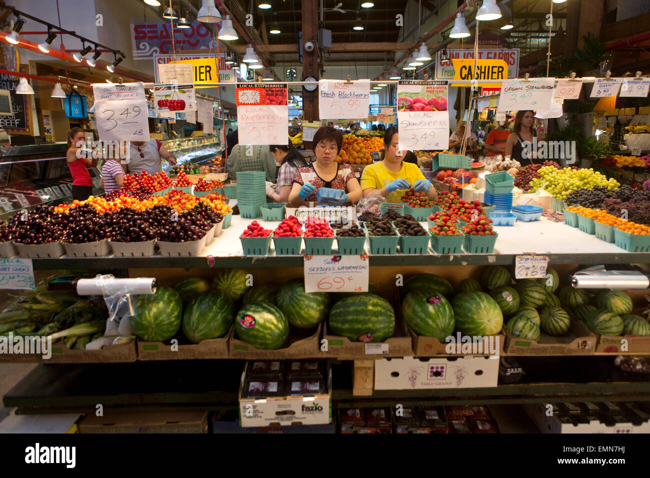 biologische Lebensmittel-Markt auf Granville Island, Vancouver Stockfoto