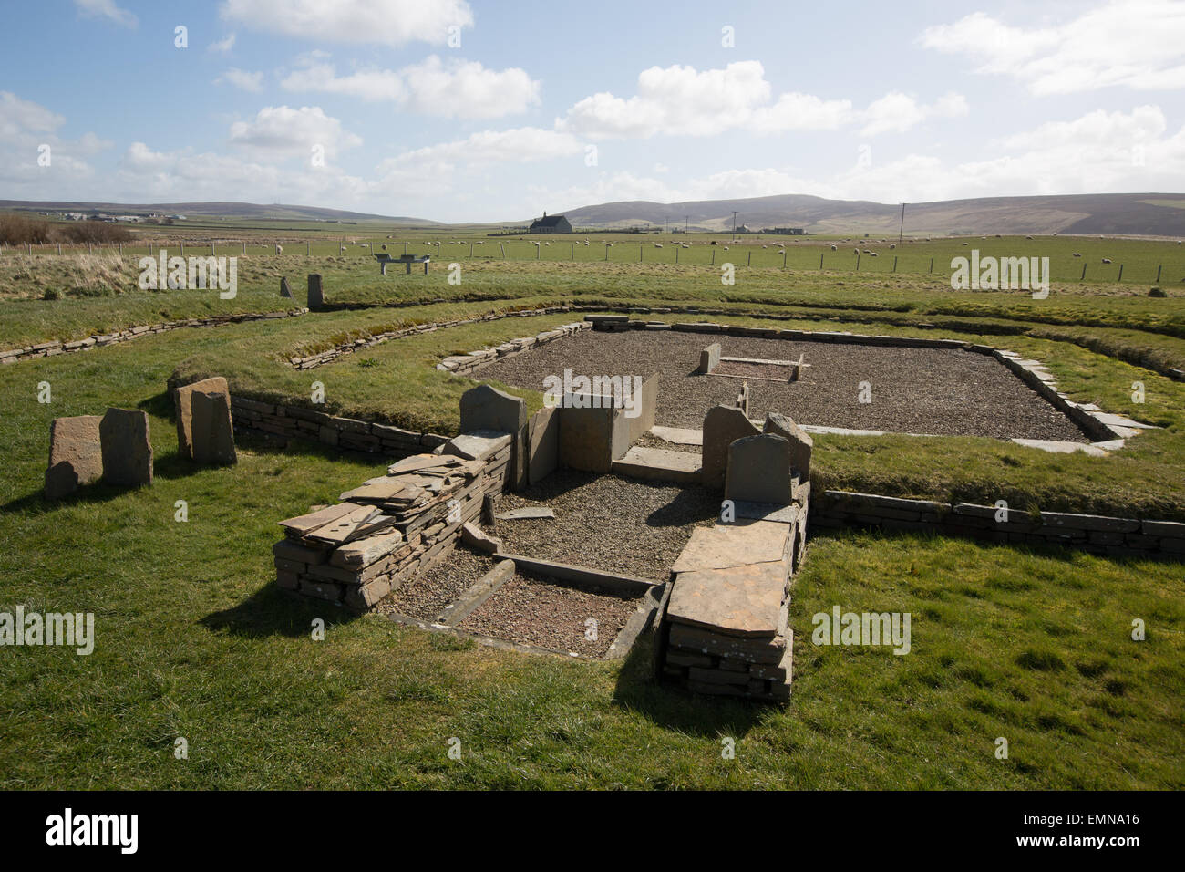 Barnhouse neolithische Siedlung neben die Stones of Stenness, Orkney Stockfoto