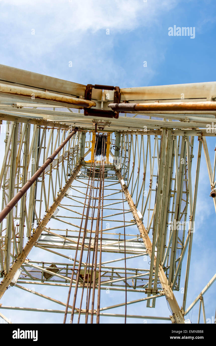Oil Derrick und Top-Laufwerk zum Ozean Bohren Stockfoto