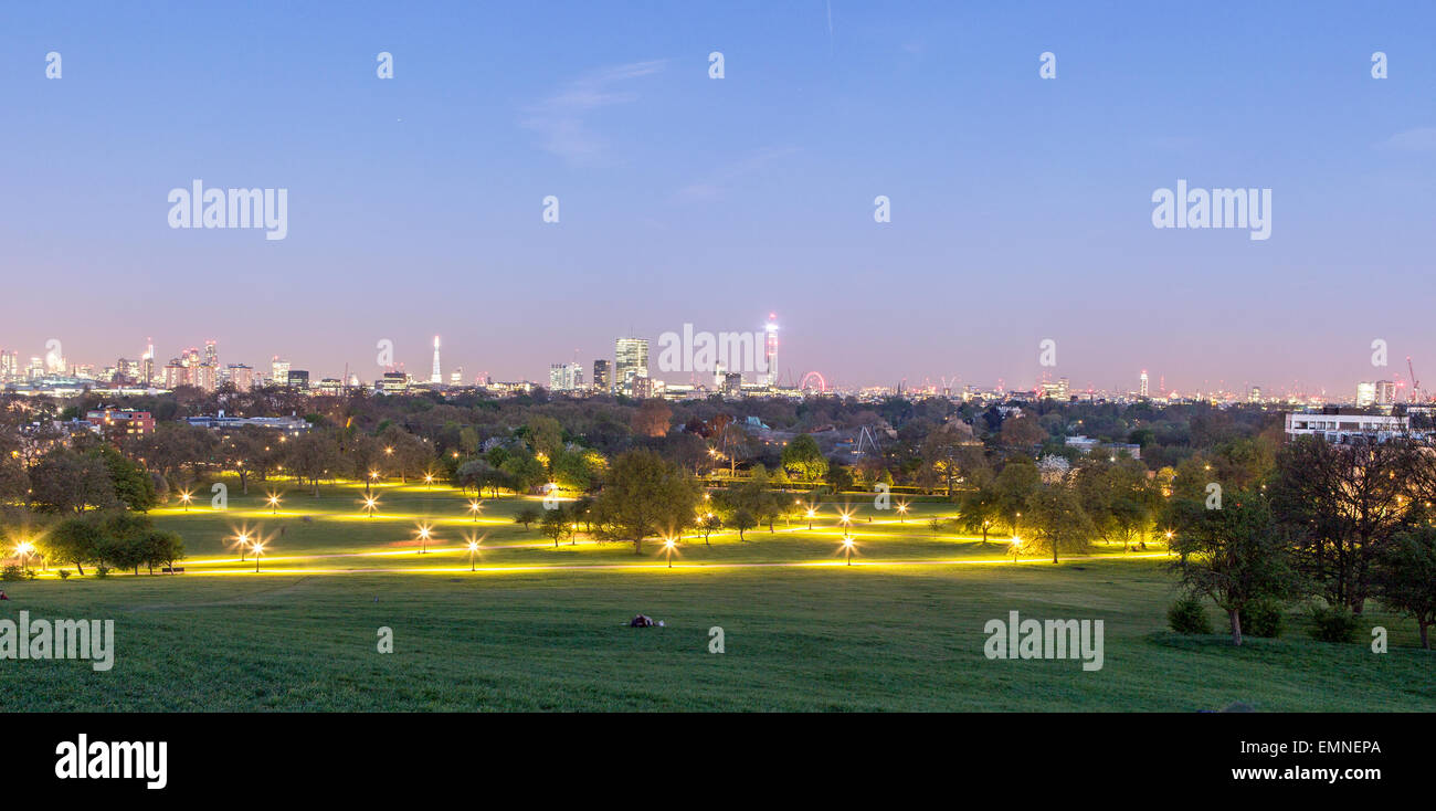 Die Stadt von Primrose Hill bei Nacht-London-UK Stockfoto