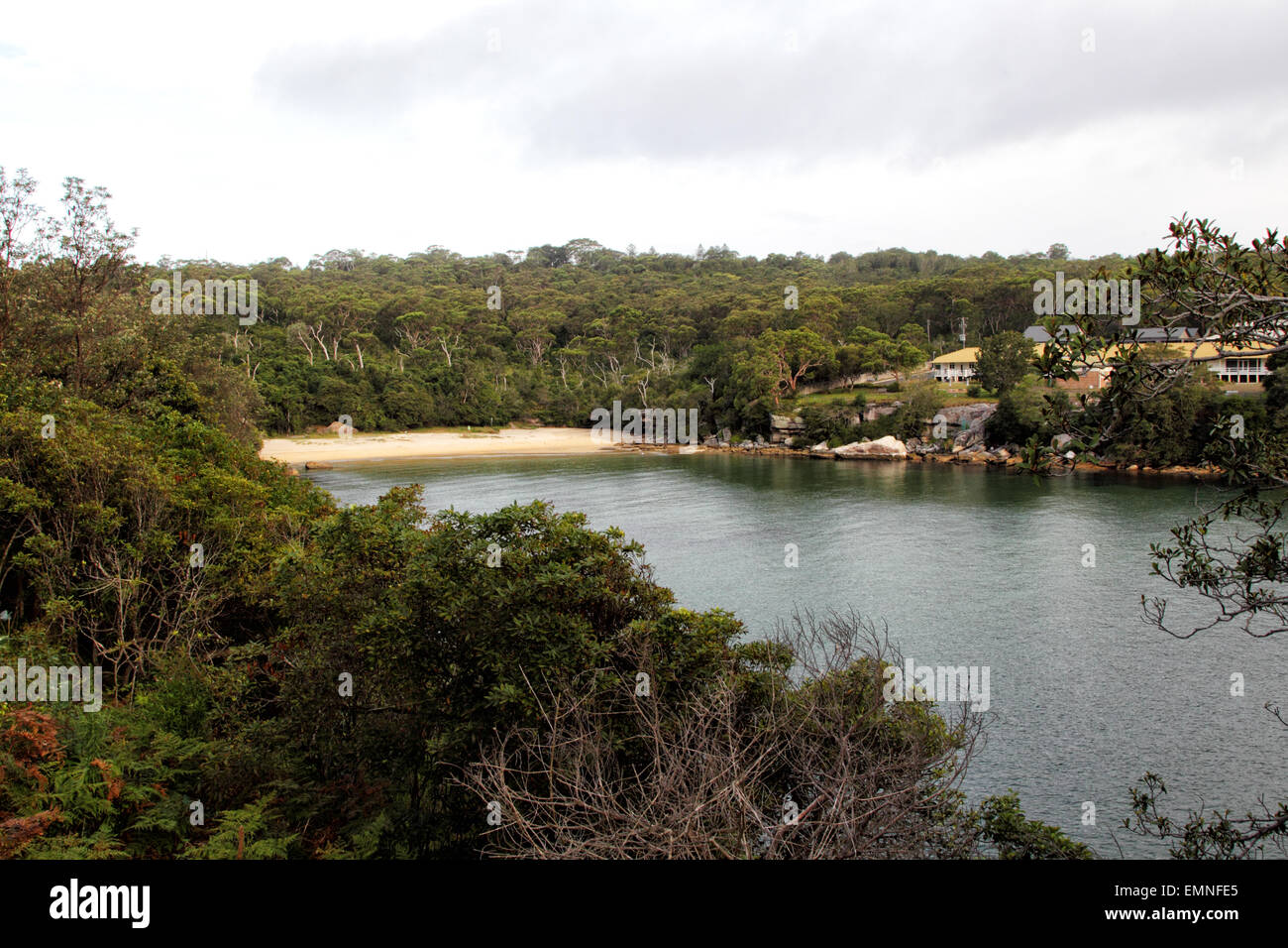 Blick über Spring Cove und Collins Beach in Manly, Sydney, Australien. Stockfoto