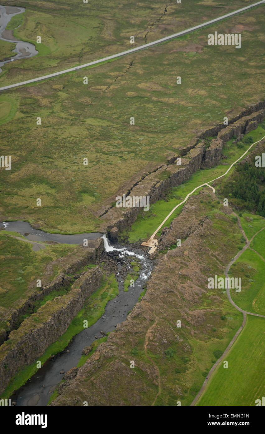 Almannagja Riss, Mid-Atlantic Ridge Nationalpark Thingvellir, Island Stockfoto