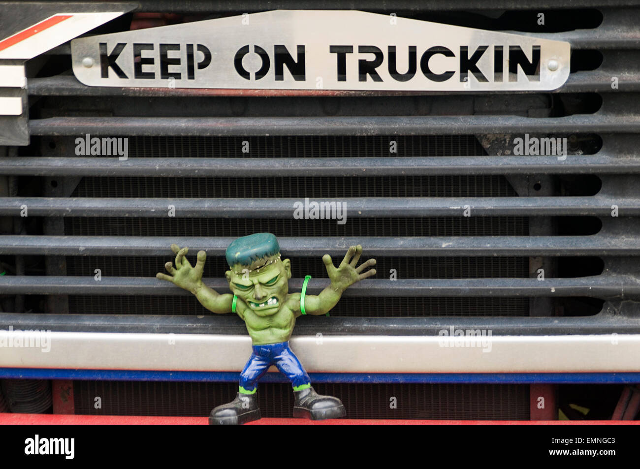 LKW Fahrer LKW Fahrer LKW Lastwagen LKW LKW Fahrzeug weiter truckin Stereotyp Stereotype Vorurteile Frankens Stockfoto