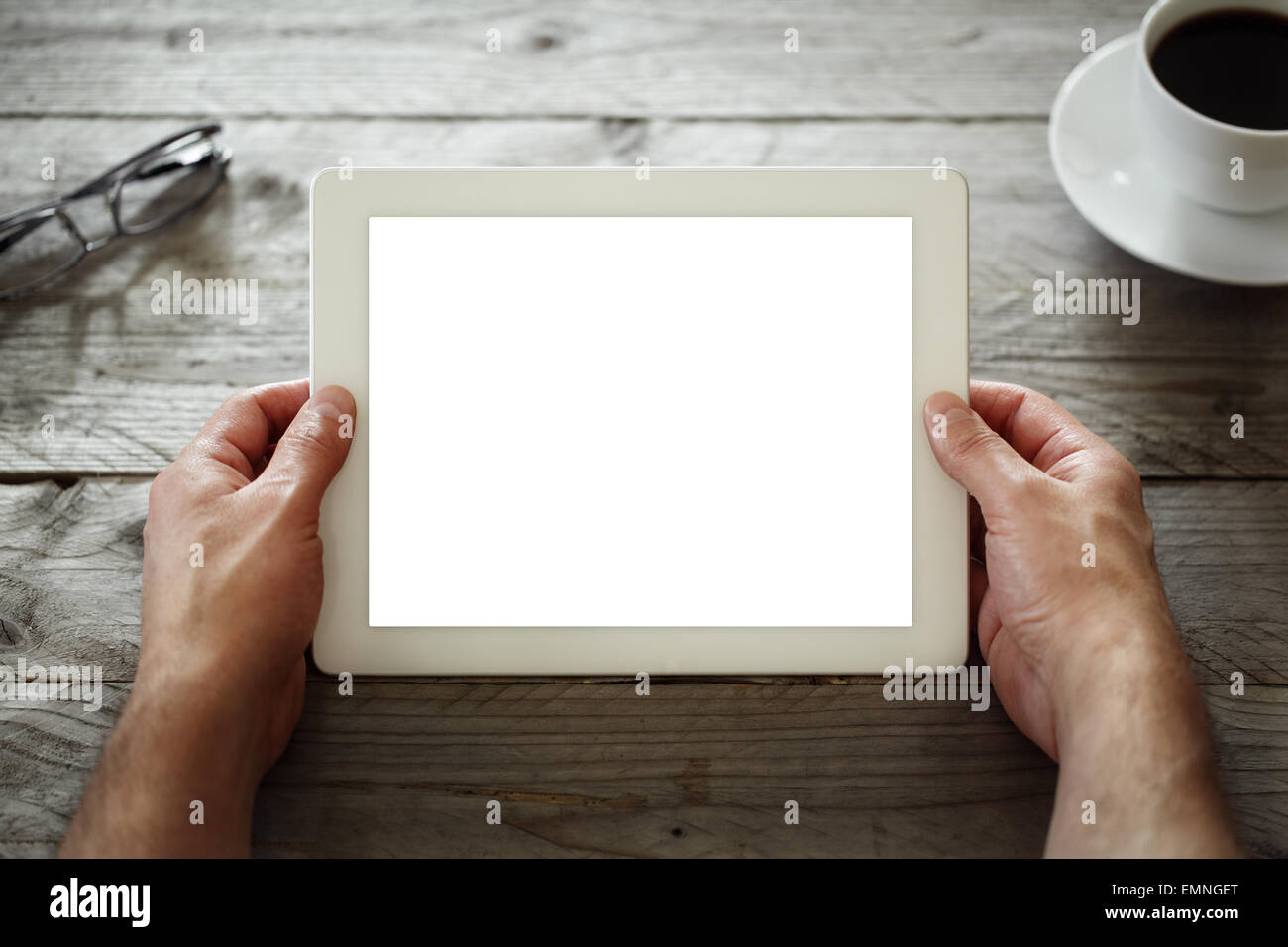 Digital-Tablette mit leerer Bildschirm Stockfoto