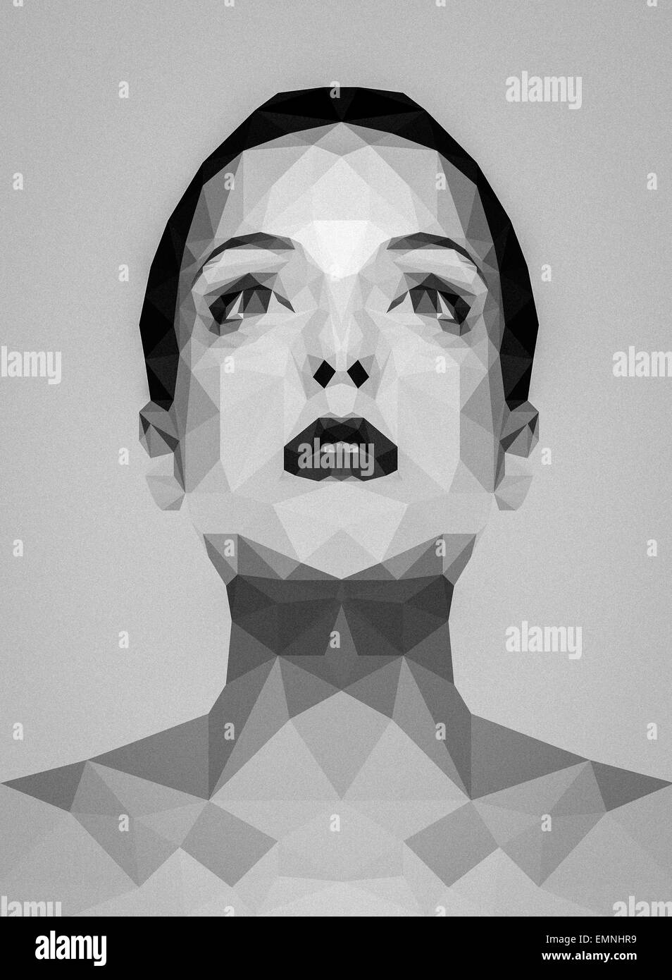 Schwarz / weiß polygonalen Bild einer Frau Stockfoto