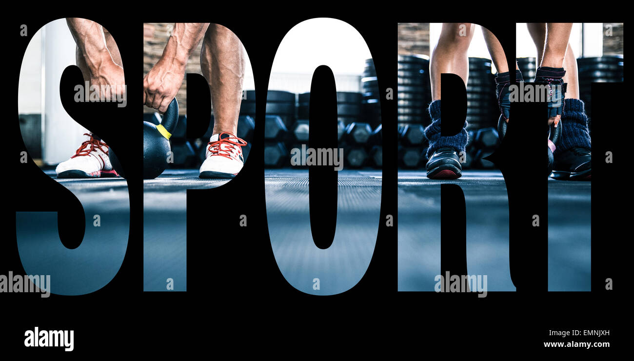 Konzeptuelle Collage von Sportfotos in Form von das Wort sport Stockfoto