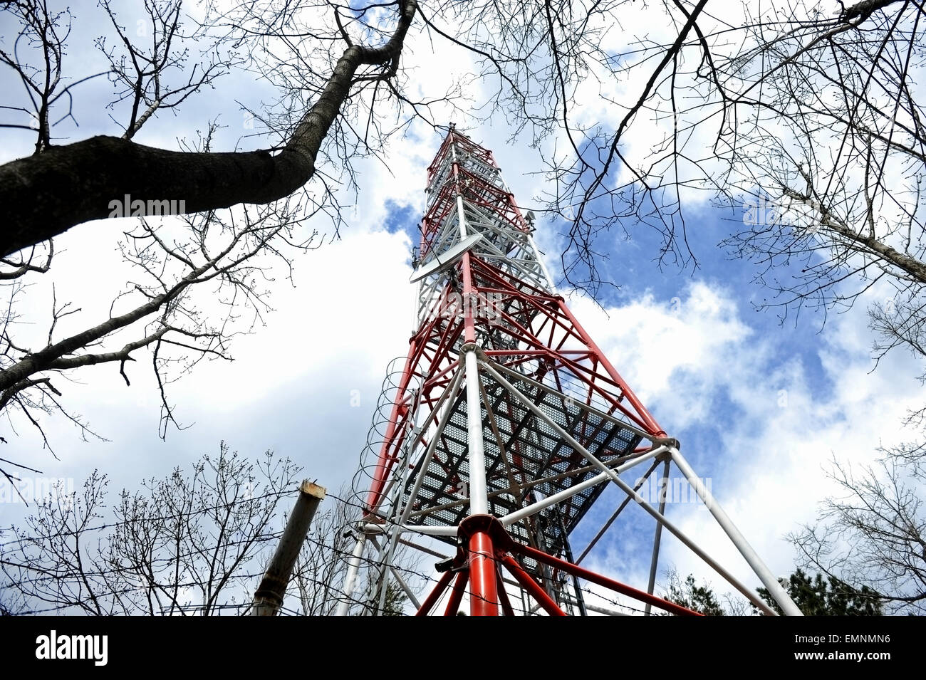 Industrie mit GSM-Antenne im Wald erschossen Stockfoto