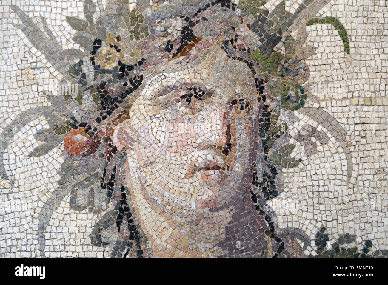 Mosaik Bodenblech. Roman, Imperial, 2. Jh. n. Chr.. Von Villa Daphne in der Nähe von Antiochia (Antakya, Türkei). Frau. Stockfoto