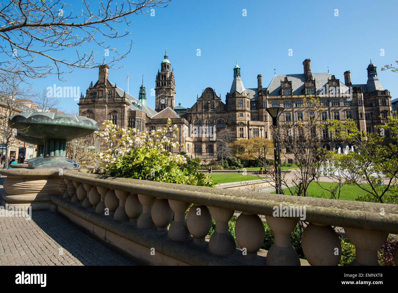 Peace Gardens und Rathaus, Sheffield, South Yorkshire England Großbritannien Stockfoto