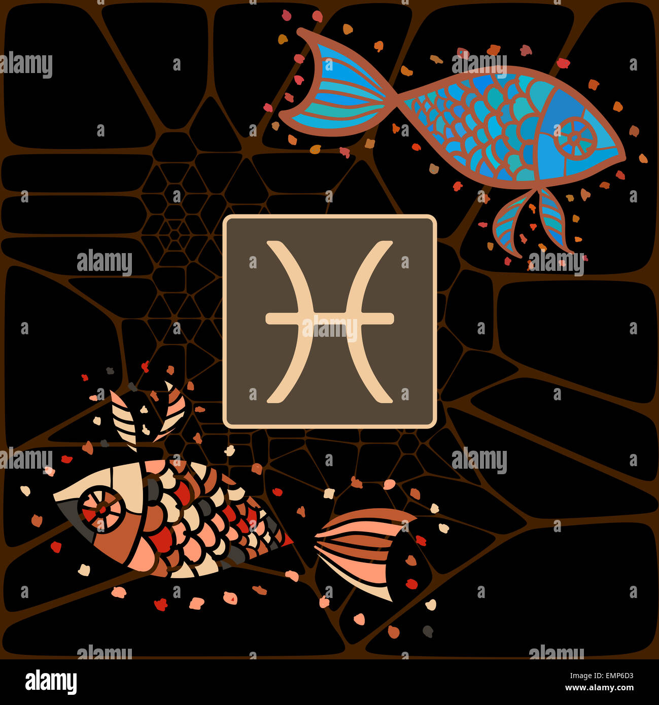 Abbildung der Fische (die Fische) Sternzeichen Horoskop Astrologie Zeichen illustration Stockfoto