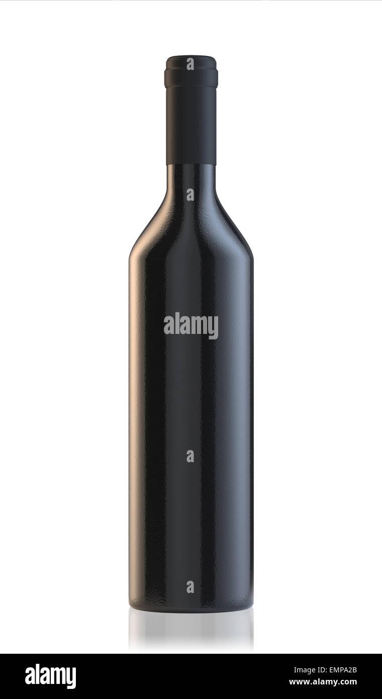 3D-Rendering Weinflasche isoliert auf weißem Hintergrund Stockfoto