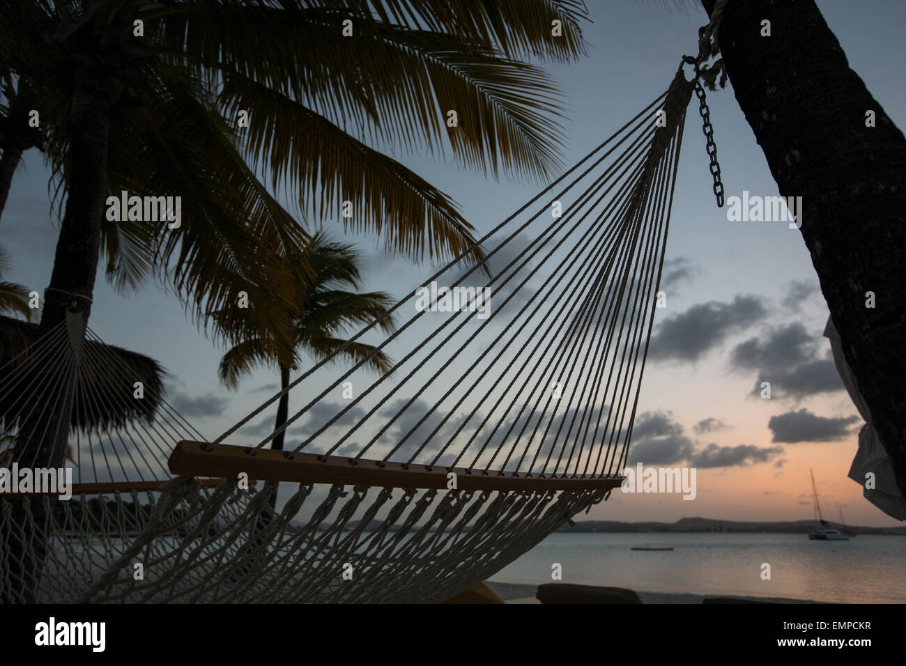 Postsowjetischer Bay Resort Strand postsowjetischer Insel Antigua. Stockfoto