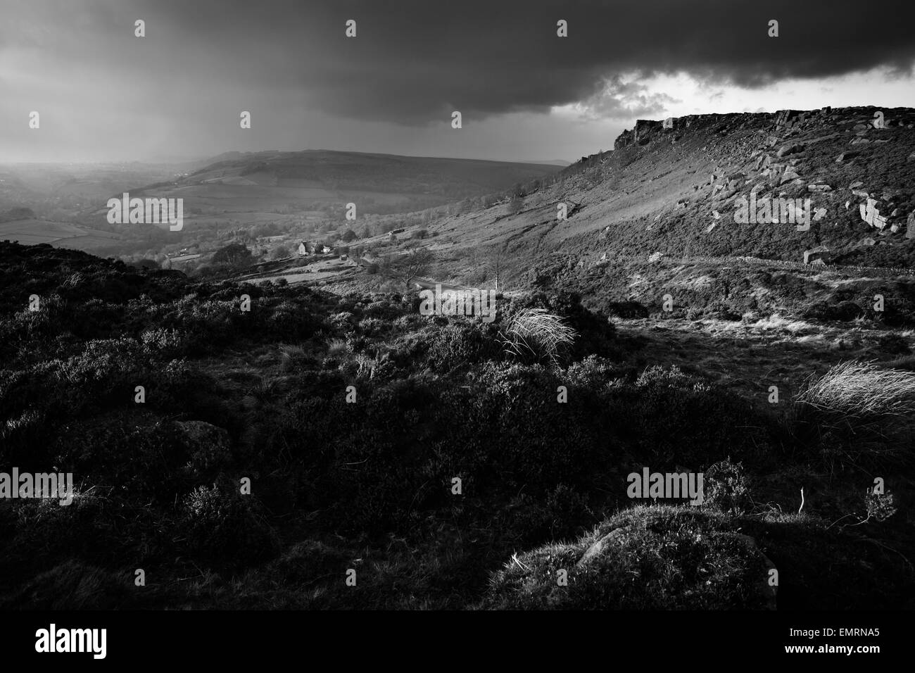 Curbar Rand von Baslow Kante, Derbyshire, England Stockfoto