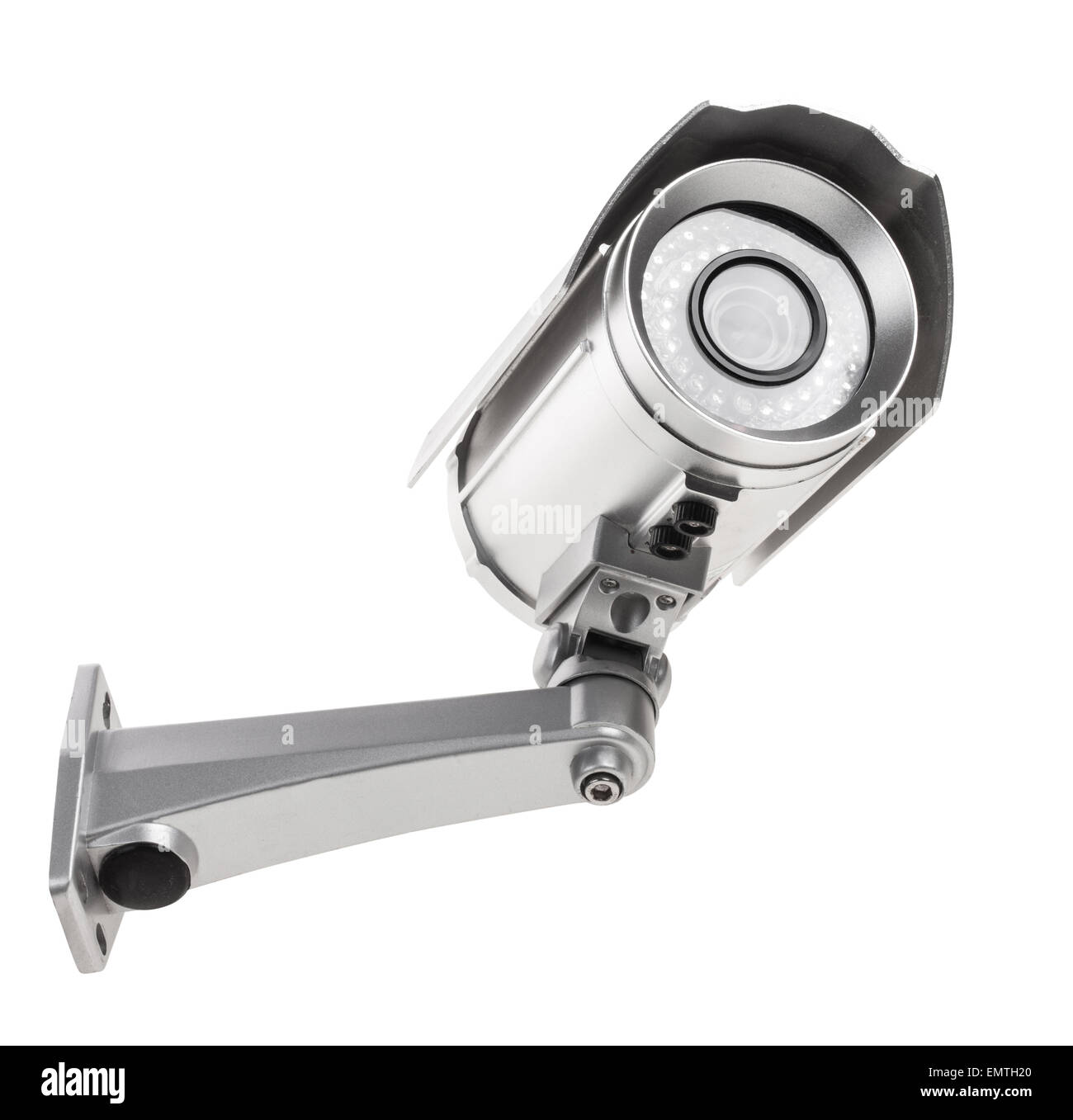 Überwachungskamera, die isoliert auf weißem Hintergrund mit Beschneidungspfade Stockfoto